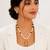 Pearl Beaded Necklace Set with Gold-Tone Pendant, Black Beads, Earrings Included, Traditional Indian Style