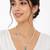 Pearl Necklace Set with Blue Stone Pendant and Drop Earrings, White, Silver-Tone