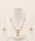Pearl Necklace and Earring Set, White, Gold-Toned Pendant, Drop Earrings, Bridal Jewellery