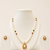 Pearl Beaded Necklace and Earrings Set, White, Gold-Toned Oval Pendant, Red and Black, Traditional Indian Jewellery