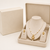Pearl Necklace and Earring Set, White, Gold-Tone Oval Pendant, Freshwater Baroque Beads, Bridal Jewellery