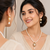 Pearl Beaded Necklace Set with CZ Round Pendant, White, Gold-Tone Accents, Earrings Included, Bridal Jewellery