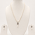 Pearl Necklace Set with CZ Pendant and Matching Drop Earrings, White, Silver-Tone, Bridal Jewellery