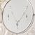 Pearl Necklace Set with Blue Stone Pendant and Drop Earrings, White, Silver-Tone