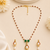 Pearl Necklace Set with Ruby Red and Emerald Green Beads, Gold-Toned Pendant, Earrings Included