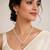 Pearl Necklace Set with CZ Pendant and Matching Drop Earrings, White, Silver-Tone, Bridal Jewellery
