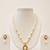 Pearl Necklace and Earring Set, White, Gold-Tone Oval Pendant, Freshwater Baroque Beads, Bridal Jewellery