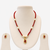 Red Crystal Beaded Necklace Set with Pearl Accents, Gold-Tone Ruby Pendant and Earrings