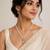 Pearl Necklace Set with CZ Pendant and Matching Drop Earrings, White, Silver-Tone, Bridal Jewellery
