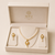 Pearl Necklace and Earring Set, White, Gold-Tone Pendant, Bridal Jewellery Set