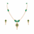Pearl and Green Stone Necklace Set with Earrings, Gold-Tone Pendant, White and Green