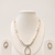 Pearl Beaded Necklace and Earring Set, White, Crystal Oval Pendant, Rhinestone Accents, Bridal Jewellery