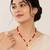 Red Crystal Beaded Necklace Set with Pearl Accents, Gold-Tone Ruby Pendant and Earrings