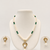 Pearl Necklace Set with Green Beads, Gold-Tone Pendant, Drop Earrings, White, Ethnic Style