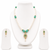 Pearl and Green Stone Necklace Set with Earrings, Gold-Tone Pendant, White and Green