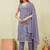 Grey siroski work crunchy straight cut dress material unstitched