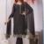 Black siroski work crunchy straight cut dress material unstitched