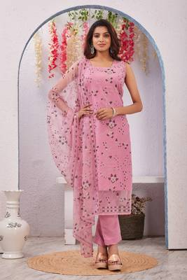 Onion siroski work rangoli straight cut dress material unstitched 6