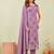 Purple siroski work rangoli straight cut dress material unstitched