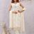 Off white siroski work crunchy straight cut dress material unstitched