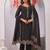 Black siroski work crunchy straight cut dress material unstitched