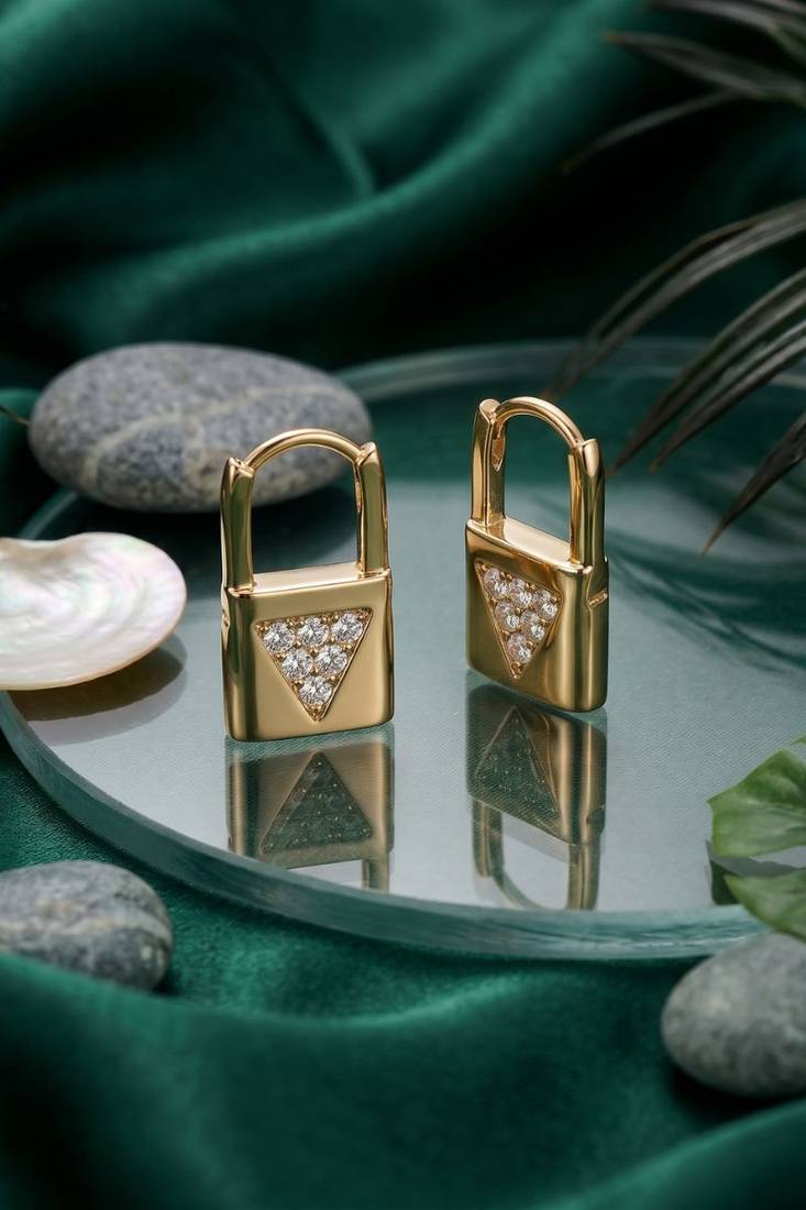 Rose Plated Trendy Bali Huggie Earrings For Wo  And Girls