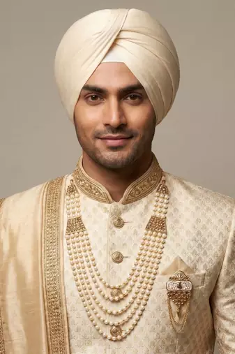  groom sherwani necklace moti mala layered for wedding | groom mala with brooch set