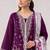 Wine color embroideried blended cotton semi stitched salwar suit