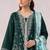 Dark sea green embroidered cotton salwar suit
