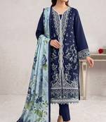 Blue embroidered cotton salwar suit