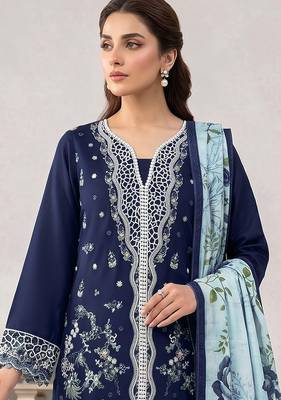 Blue embroidered cotton salwar suit 2