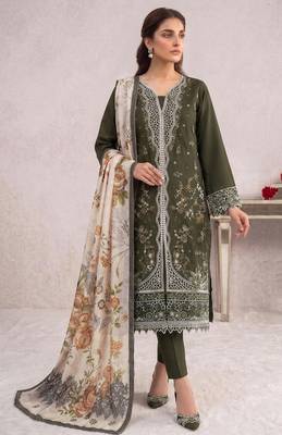 Mehendi embroidered cotton salwar suit 1