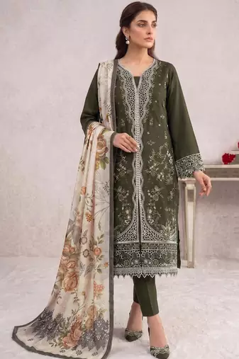 Mehendi embroidered cotton salwar suit