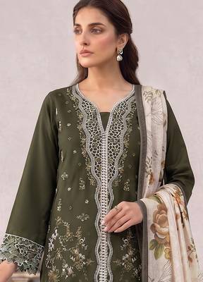 Mehendi embroidered cotton salwar suit 2