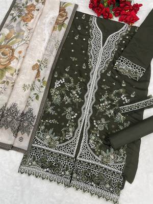 Mehendi embroidered cotton salwar suit 3