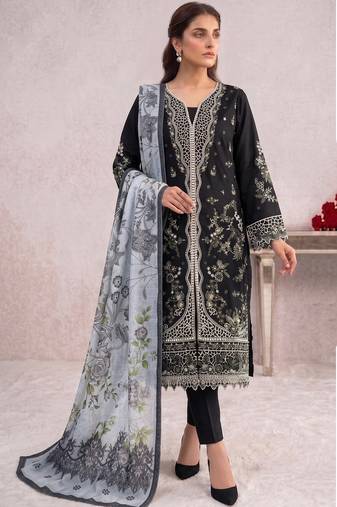 Black embroidered cotton salwar suit