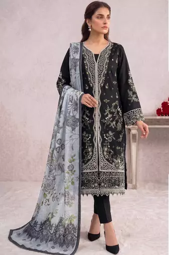Black embroidered cotton salwar suit