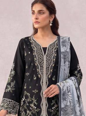 Black embroidered cotton salwar suit 2
