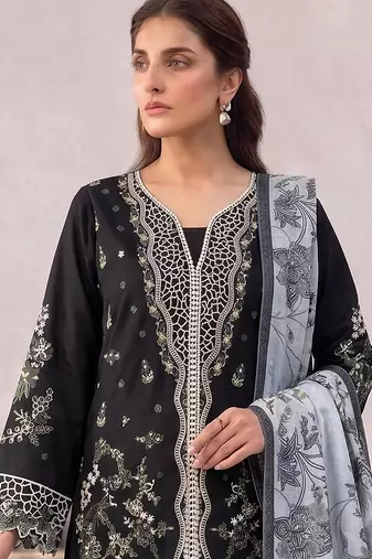 Black embroidered cotton salwar suit