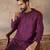 Men purple silk blend embroidered straight kurta