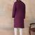 Men purple silk blend embroidered straight kurta