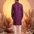 Men purple silk blend embroidered straight kurta