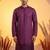 Men purple silk blend embroidered straight kurta