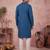 Men blue silk blend embroidered straight kurta