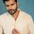 Men off white silk blend embroidered straight kurta