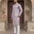 Men lavender silk blend embroidered straight kurta