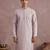 Men lavender silk blend embroidered straight kurta