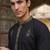 Men black silk blend embroidered straight kurta