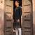 Men black silk blend embroidered straight kurta