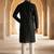 Men black silk blend embroidered straight kurta